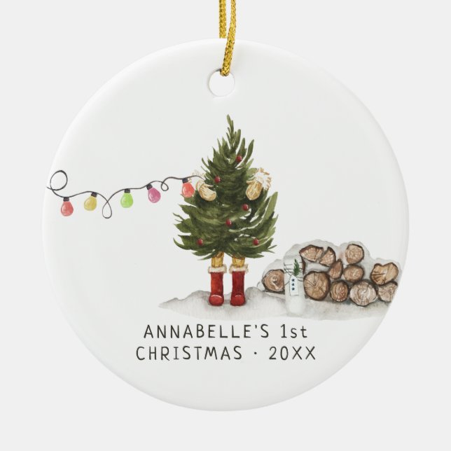 Arbre de Noël| Premier ornement de Noël du bébé (Devant)