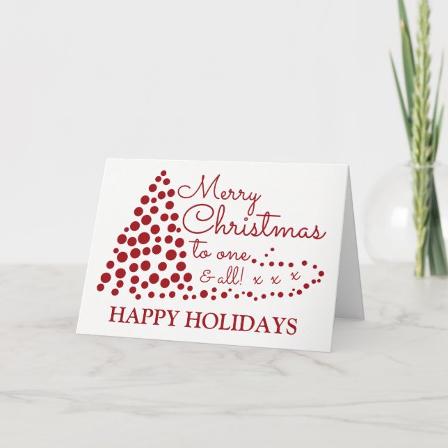 Arbre de Noël Rouge, Bonne Carte de vacances (Devant)
