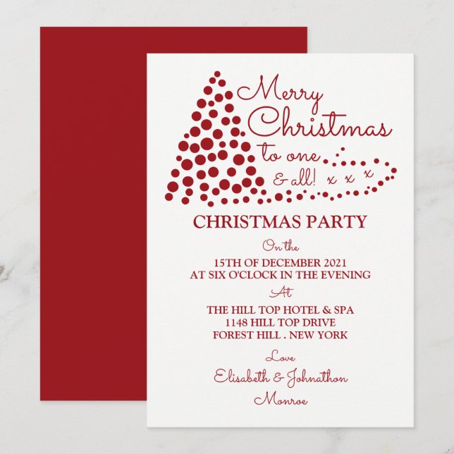 Arbre de Noël Rouge, Invitation à la fête de Noël (Devant / Derrière)