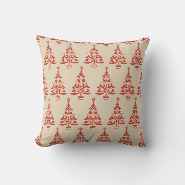 Arbre de Noël scandinave Coussin beige rouge (Recto)