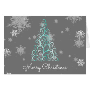 Arbre de Noël turquoise et flocons de neige