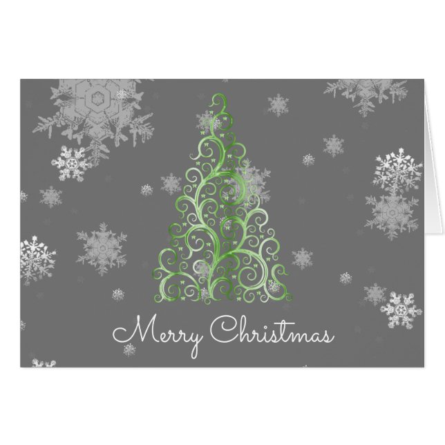 Arbre de Noël vert et flocon de neige (Devant horizontal)