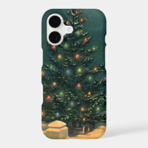 Arbre de Noël Vintage à la nuit avec lumières