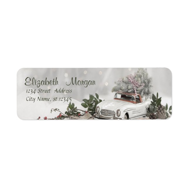 Arbre de Noël, voiture, neige (Devant)