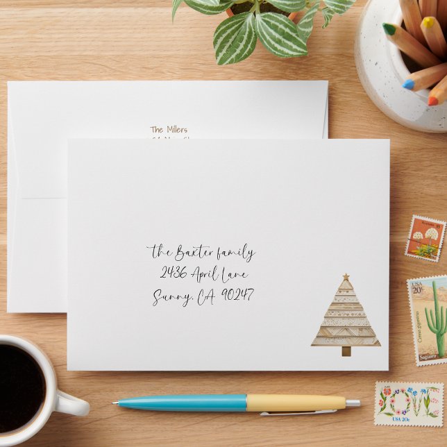 Arbre de Noël Washi Tape Enveloppe d'adresse de re (Créateur téléchargé)