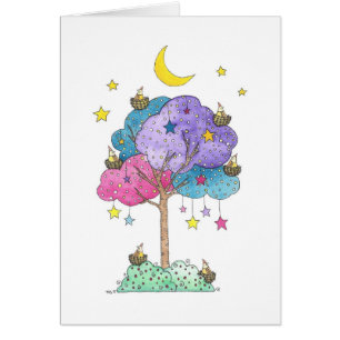 Arbre de rêve d'oiseaux nichés sous les étoiles