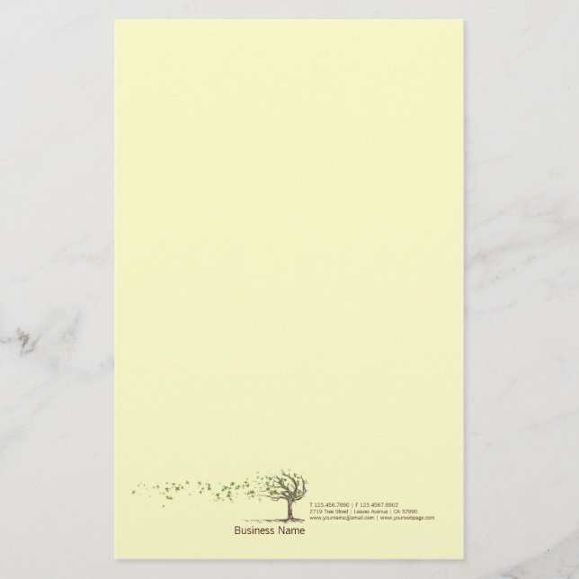 Arbre de vent de zen avec la papeterie jaune de (Devant)