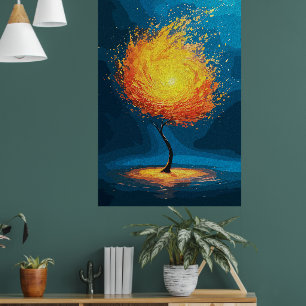 Arbre de Vie Ardente Art Mural Abstrait de la Na