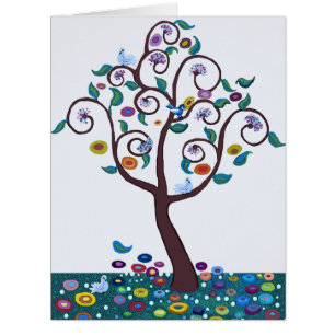 Arbre de vie avec oiseaux et fleurs