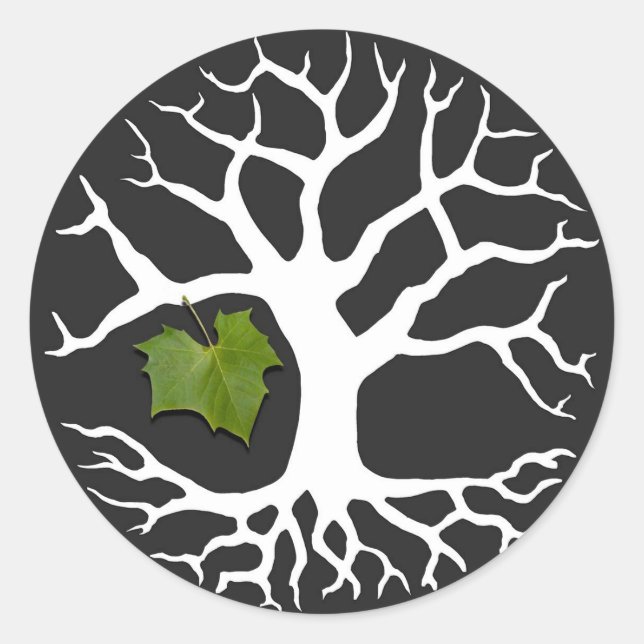 Arbre de vie avec Sticker à feuilles Sycamore (Devant)