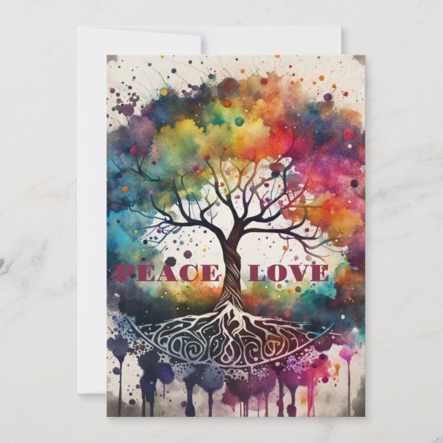 ARBRE DE VIE. Carte Paix, Amour (modifiable) (Devant)