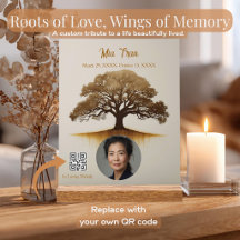 Arbre de Vie Code QR Scannable Mémorial Acrylique