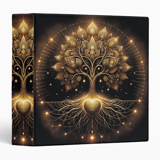 Arbre de vie Coeur antique Rustique 3 Classeur de  (Devant/Côté)
