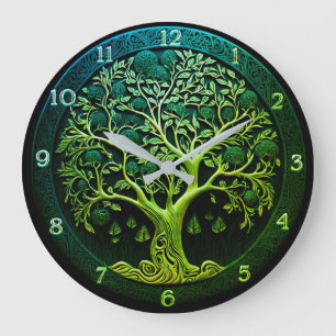 Arbre de vie en grande horloge verte