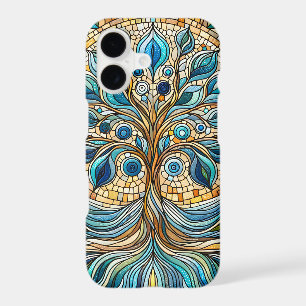 Arbre de Vie Mosaïque de Verre Brisé Bleus Aqua 