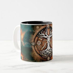 Arbre de vie Yggdrasil Mug de café à deux tons