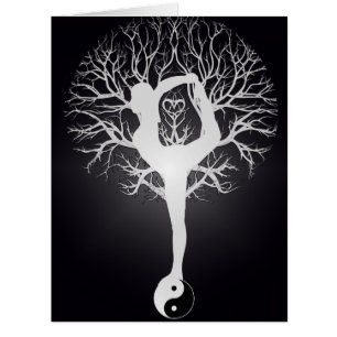 Arbre de yoga en noir et blanc