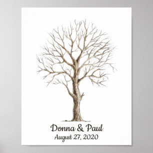 Arbre d'empreintes digitales pour affiche Mariage