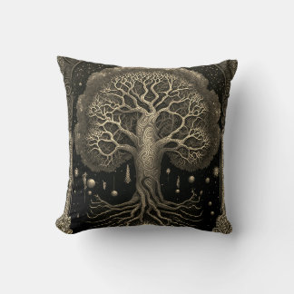 Arbre d'or à vie Oreiller à lancer rustique antiqu