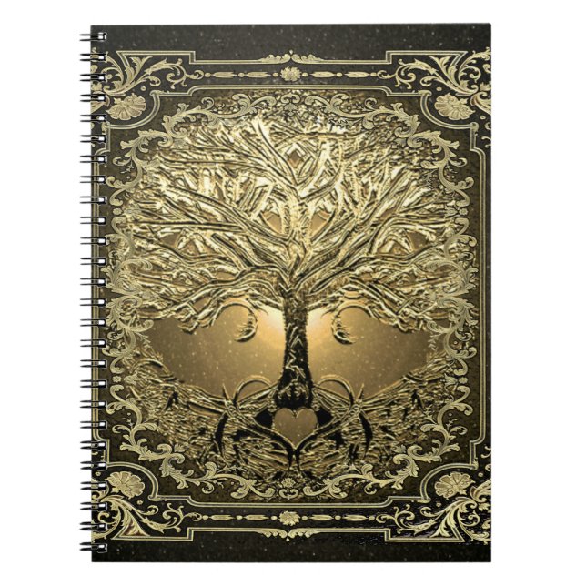 Arbre d'or de la vie Carnet rustique antique (Devant)