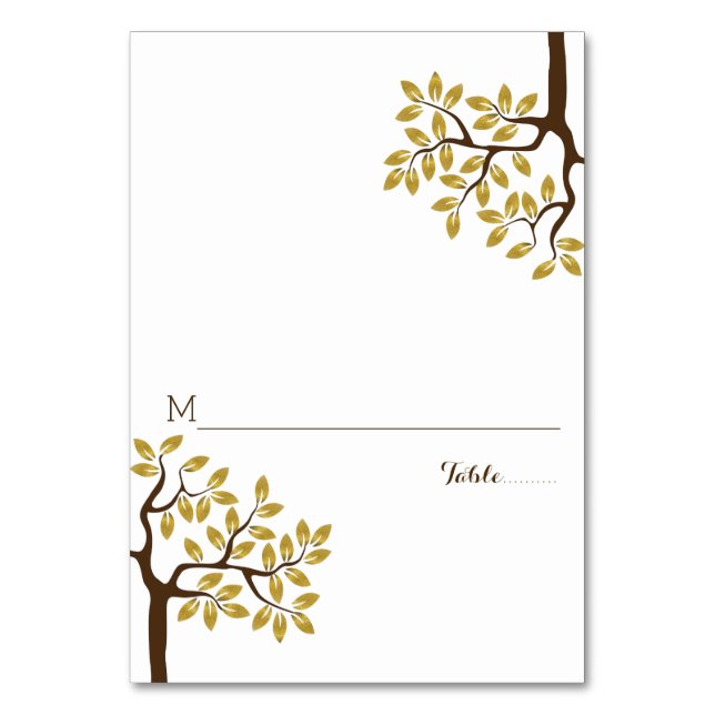 Arbre doré moderne mariage plié carte place (Par défaut)