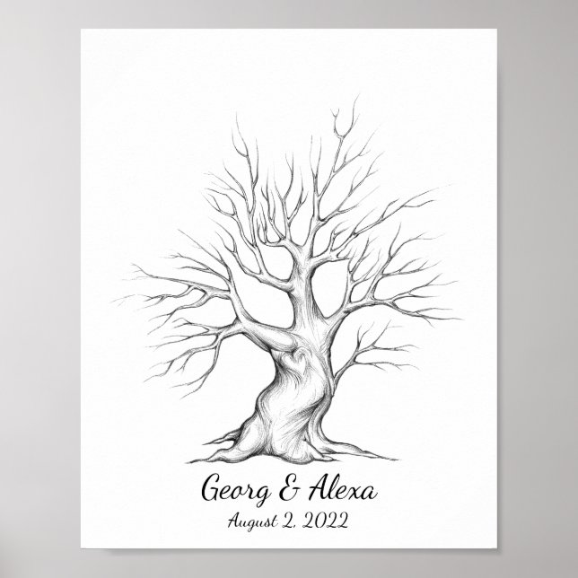 Arbre du livre d'or d'un Mariage d'empreintes digi (Devant)