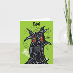 Arbre éffrayant avec la carte de note d'amis
