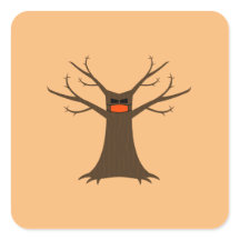Arbre éffrayant Portant Un Stickers Masque Visage