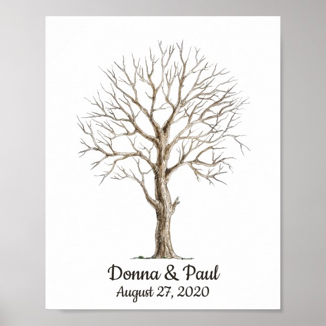 Arbre Empreintes Doigt Pour Affiche De Mariage (Devant)