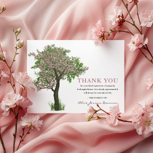 Arbre en fleurs roses   Merci funéraire
