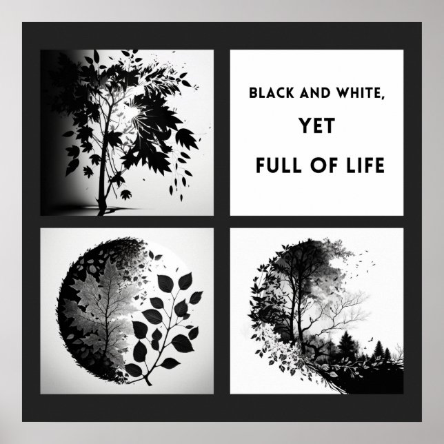 Arbre et feutre noirs et blancs - affiche original (Devant)