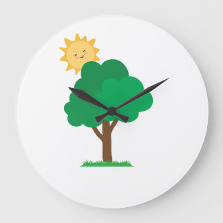 Arbre et soleil horloge murale