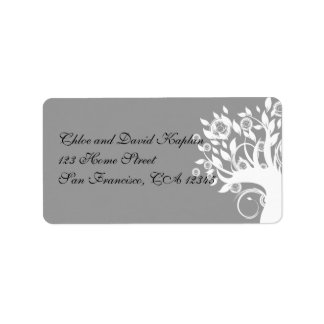 Arbre Étiquette de adresse Mariage noir argenté