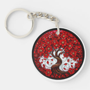 Arbre Fleur Rouge Vibrant avec des Détails Élégant