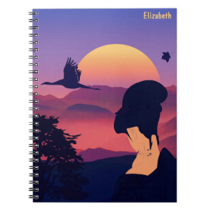Arbre japonais de geisha de thème et carnet de