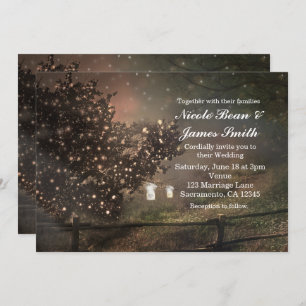 Arbre lumineux rustique dans le champ Invitations 