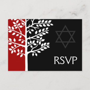 Arbre noir rouge de la vie Barre Mitzvah RSVP
