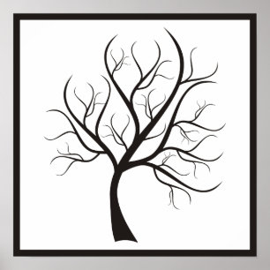 Arbre Noir sur affiche blanche