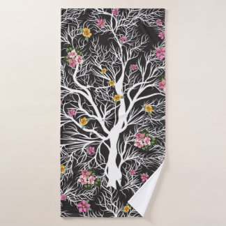 arbre noir transparent avec motif de fleurs coloré