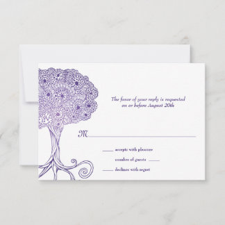 Arbre orné de la vie Bat mitzvah pourpre RSVP