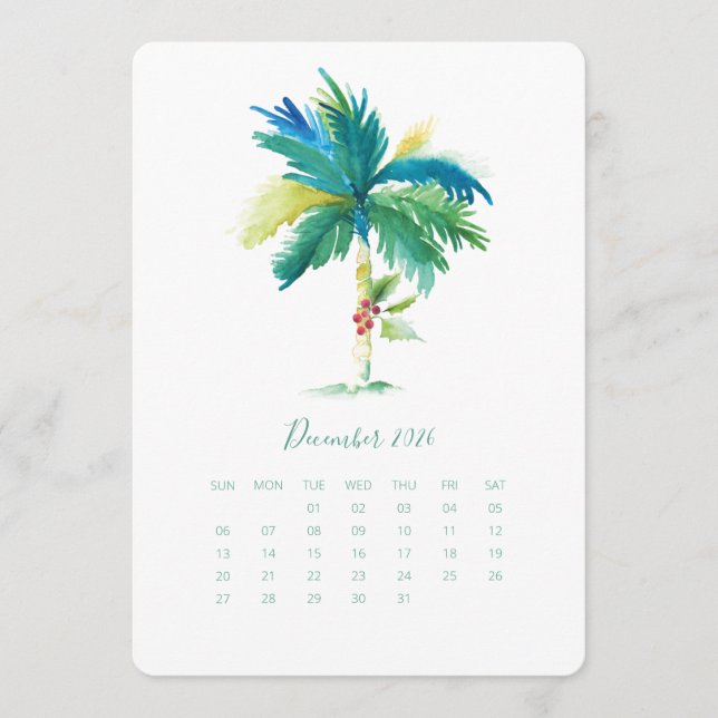 Arbre Palm de la carte Calendrier de décembre (Devant)