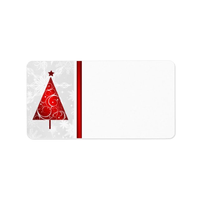 Arbre rouge de Noël - Étiquettes de messagerie vie (Devant)
