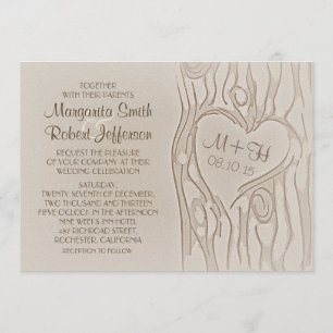 arbre sculpté invitation de mariage rustique