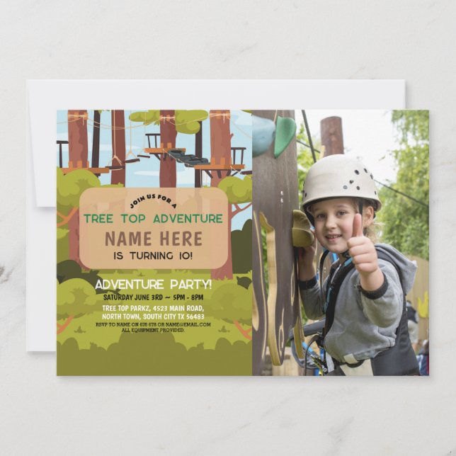Arbre Top Birthday Adventure Park Invitation extér (Devant)