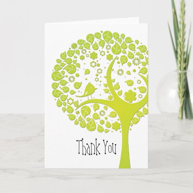 {Arbre vert} carte de voeux vierge de Merci (Devant)