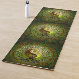 Arbre vert de Yin Yang de tapis de yoga de Namaste