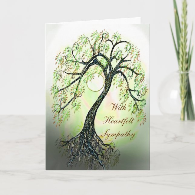 Arbre vert paisible de la vie Carte de sympathie (Devant)