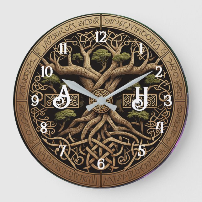 Arbre viking de Yggdrasil Vie Grande horloge (Recto)