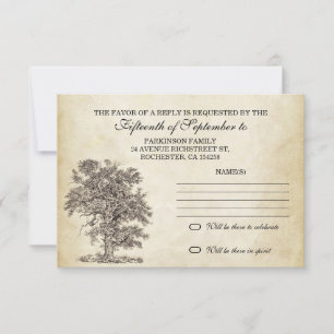 arbre vintage vieux rsvp pour conception de mariag