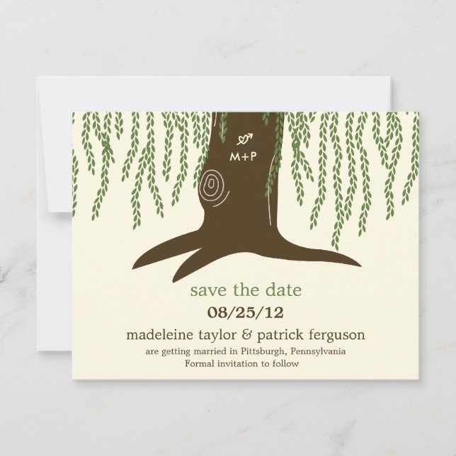 Arbre Willow Enregistrer La Carte Date (Devant)